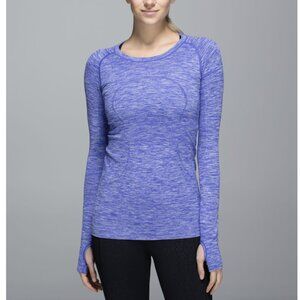 Lululemon Run: Swiftly Tech Long Sleeve Crew Space Dye Heathered Pigment Blue 4